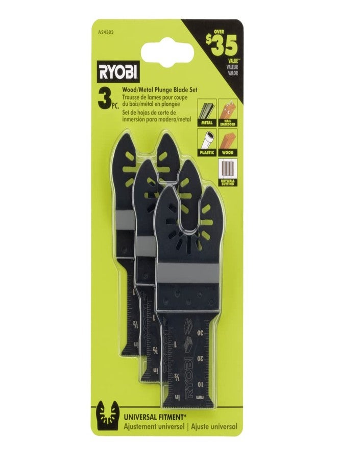 RYOBI Multi Tool 3 PC. Wood/Metal PVC/Plunge Blade Set (Blades Only) - Image 1