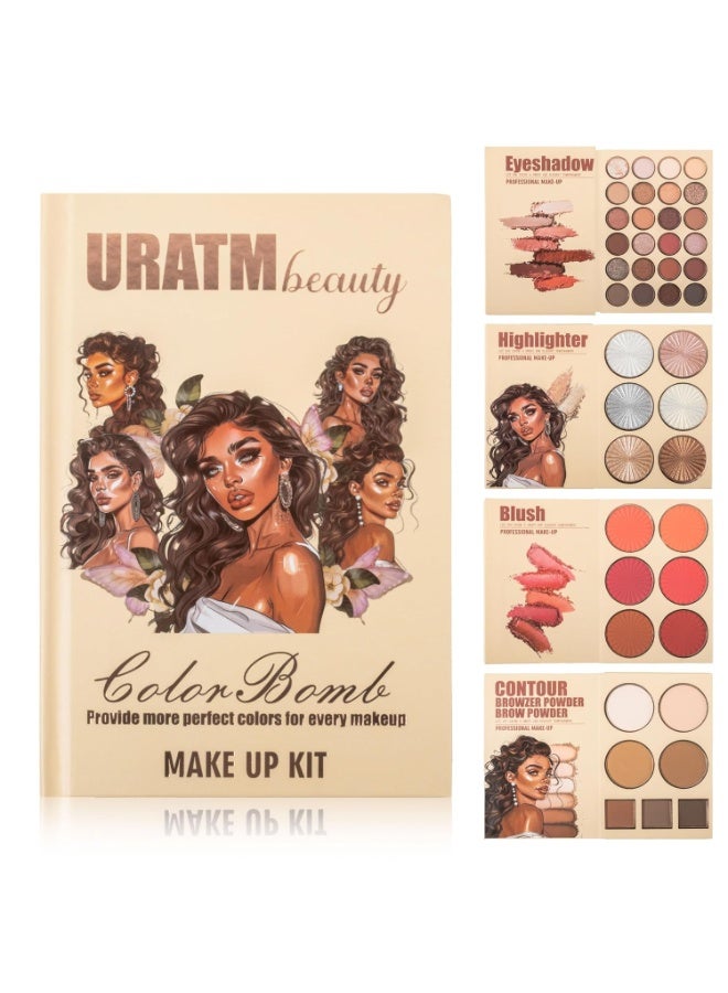 4-Layer Multi - Functional Beauty Book Kit- Style Makeup Palette Ingeniously Combines Eyeshadows, Blushes, Highlighters, Contour Powders In One,Best Choice for A Gift for Women (U103B) - Image 1