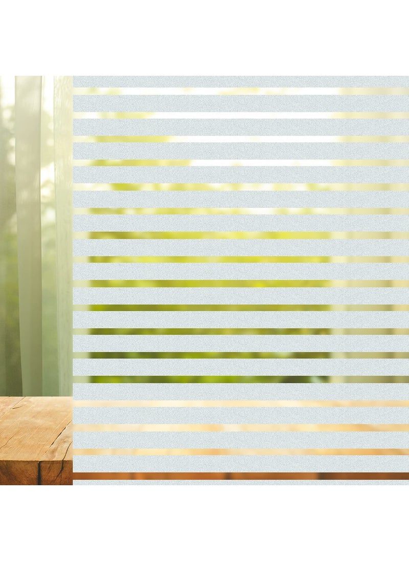 HAPPYMATES HAPPYMATES Privacy Window Film Stripes Self Adhesive Lines Frosted Glass Film Static Cling Opaque Window Film Horizontal Vertical for Office Home Bathroom 12 x 48 Inch LINE Film 