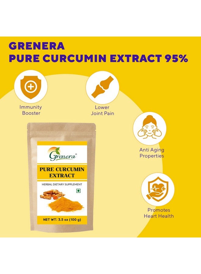 Grenera Pure Curcumin Extract Powder (Superior Turmeric Extract, 95% Curcuminoids) Immune & Joint Support, 100 grams - Image 4