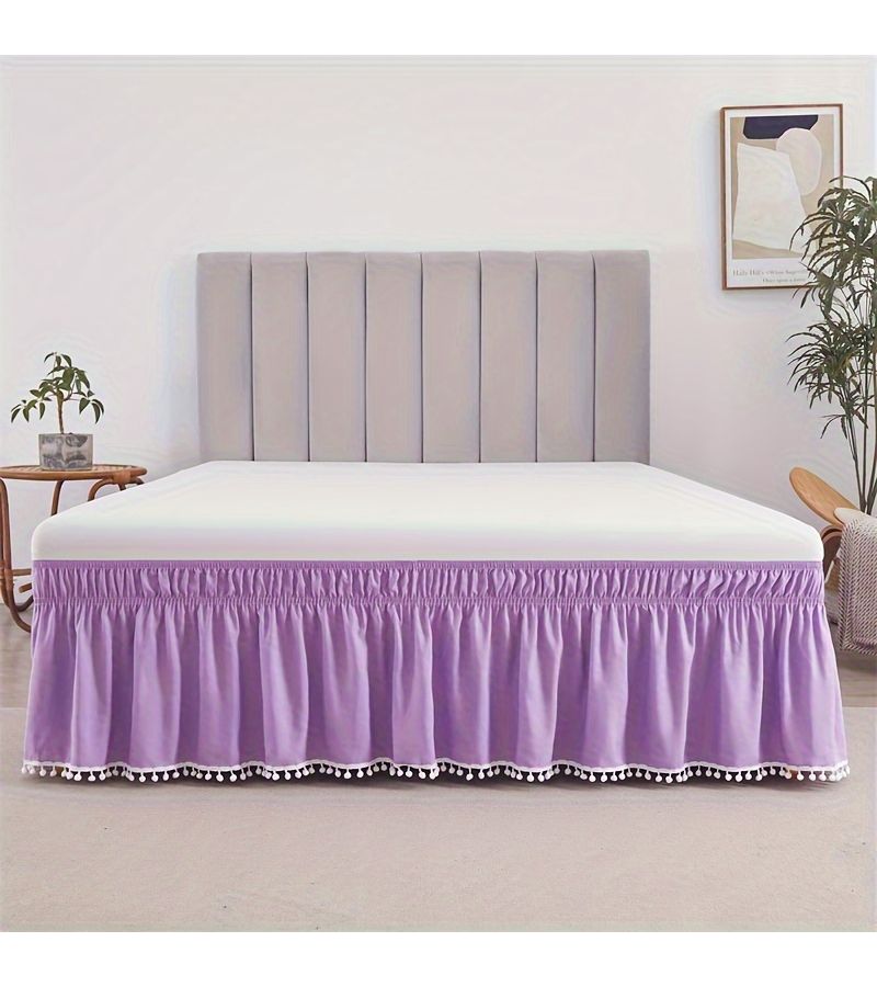 Light Pink Queen Size Princess Bed Skirt With Double Elastic Bands - Image 2