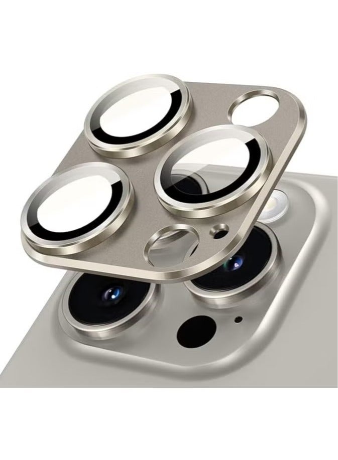 For iPhone 16 Pro/iPhone 16 Pro Max Camera Lens Protector [Drop Protection] [Full Coverage] [3D Metal] [Case Friendly] Tempered Glass Camera Cover for iPhone 16 Pro Max—Titanium - Image 1