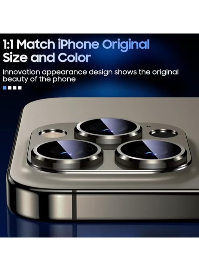 For iPhone 16 Pro/iPhone 16 Pro Max Camera Lens Protector [Drop Protection] [Full Coverage] [3D Metal] [Case Friendly] Tempered Glass Camera Cover for iPhone 16 Pro Max—Titanium - Image 5
