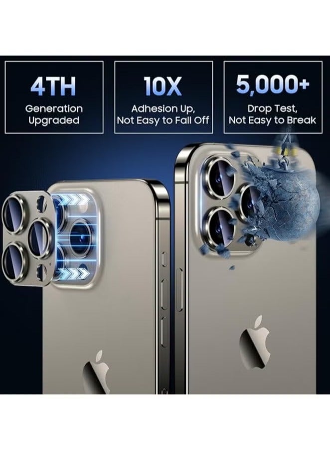 For iPhone 16 Pro/iPhone 16 Pro Max Camera Lens Protector [Drop Protection] [Full Coverage] [3D Metal] [Case Friendly] Tempered Glass Camera Cover for iPhone 16 Pro Max—Titanium - Image 2