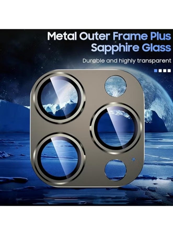 For iPhone 16 Pro/iPhone 16 Pro Max Camera Lens Protector [Drop Protection] [Full Coverage] [3D Metal] [Case Friendly] Tempered Glass Camera Cover for iPhone 16 Pro Max—Titanium - Image 4