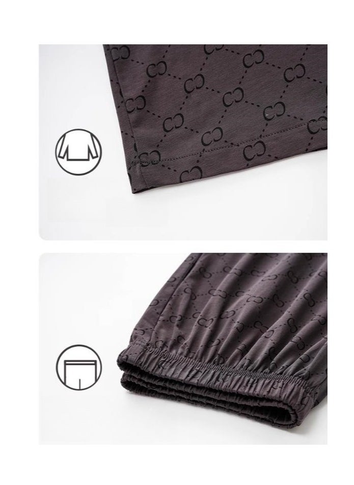 MIIOW - Cotton Pajamas Men's Oversized Loose Long Sleeved High-End Home Suit Set - Image 1