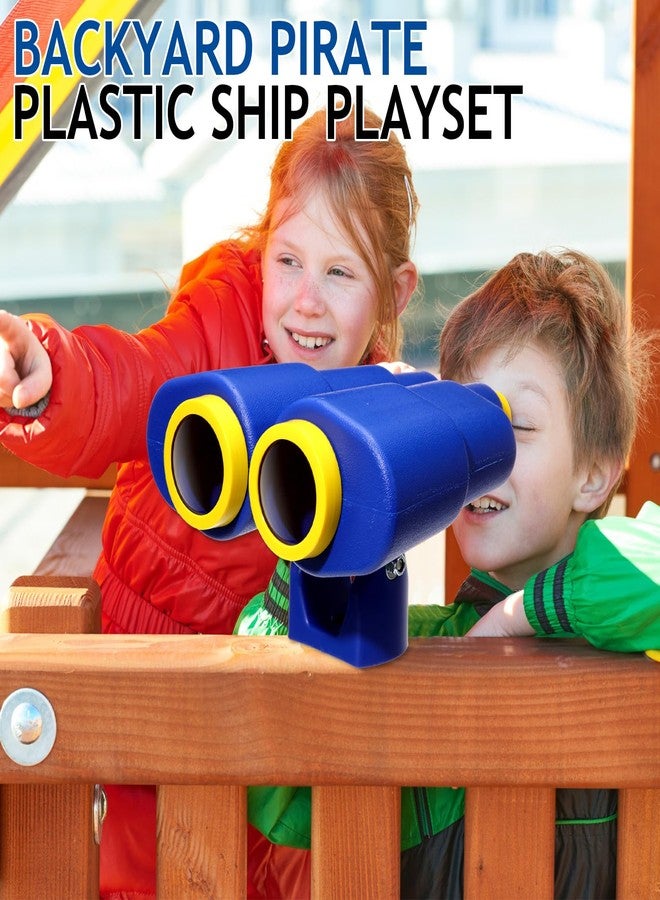 Arrowbash مجموعة ملحقات ملعب أروباش المكونة من 16 قطعة، مجموعة معدات ملعب بلاستيكية للقراصنة، مجموعة لعب سفينة بلاستيكية للقراصنة في الفناء الخلفي مع عجلة قيادة السفينة، منظار، مقابض أمان، مقابض تسلق الصخور (أزرق) - Image 3