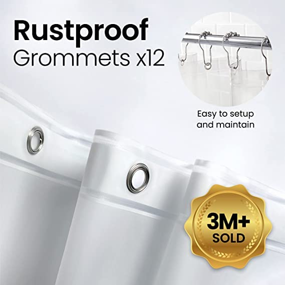 LiBa Bathroom Shower Curtain - Waterproof Plastic Shower Curtain Premium PEVA Non-Toxic with Rust Proof Grommets 10G Heavy Duty Bathroom Accessories 72x72 - Image 4