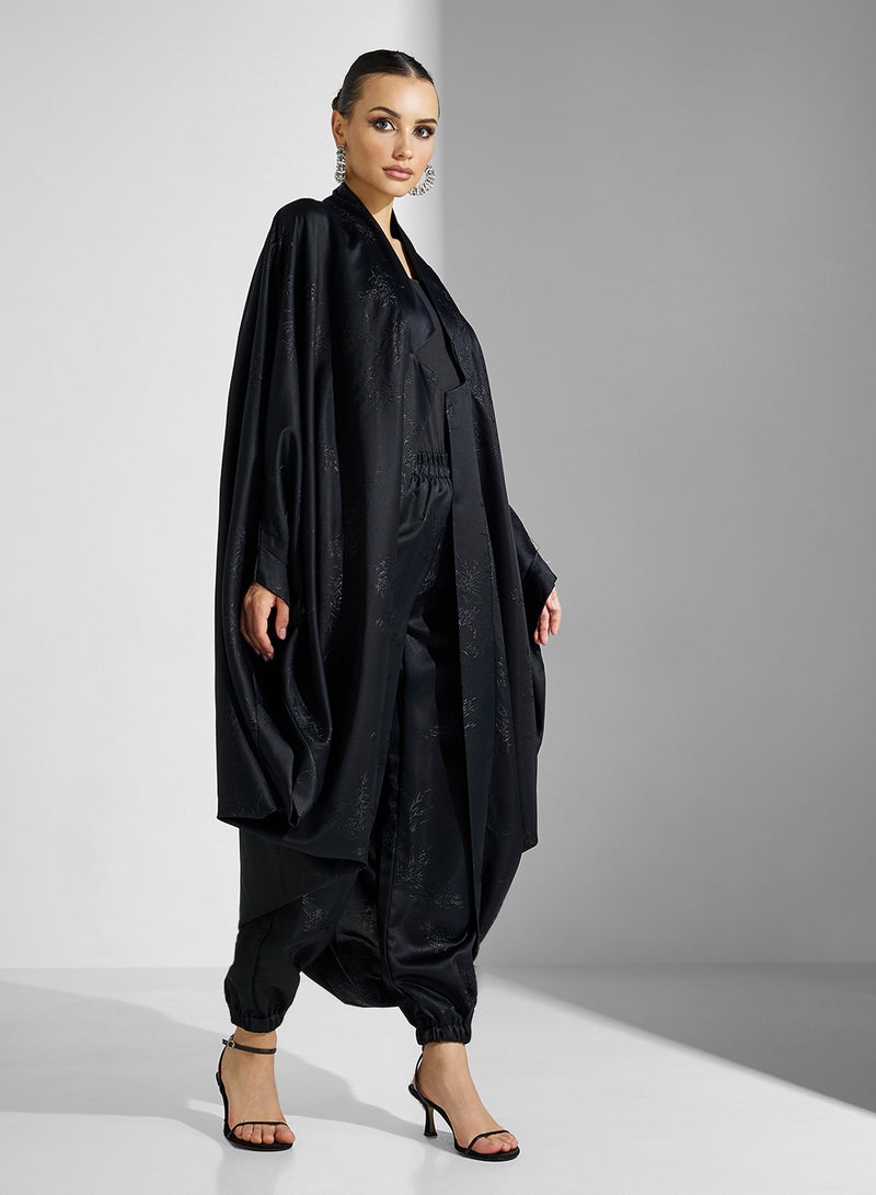 hayas closet Cape Sleeve Black Abaya - Image 1