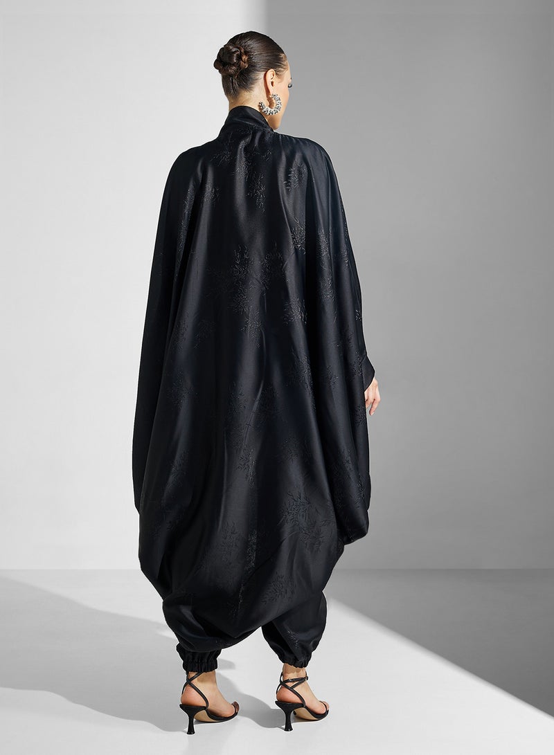 hayas closet Cape Sleeve Black Abaya - Image 2