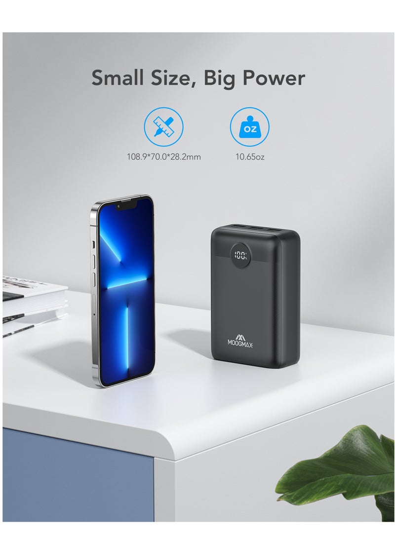 MOOGMAX - Power bank 30000mAh, 45W with six outlets, supports fast charging and a digital display screen, compatible with all devices and can charge a laptop with, in black from Moogmax - Image 1