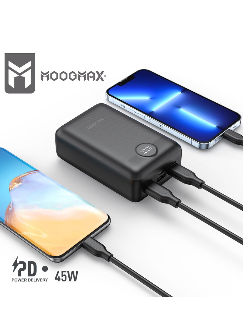 MOOGMAX - Power bank 30000mAh, 45W with six outlets, supports fast charging and a digital display screen, compatible with all devices and can charge a laptop with, in black from Moogmax - Image 1