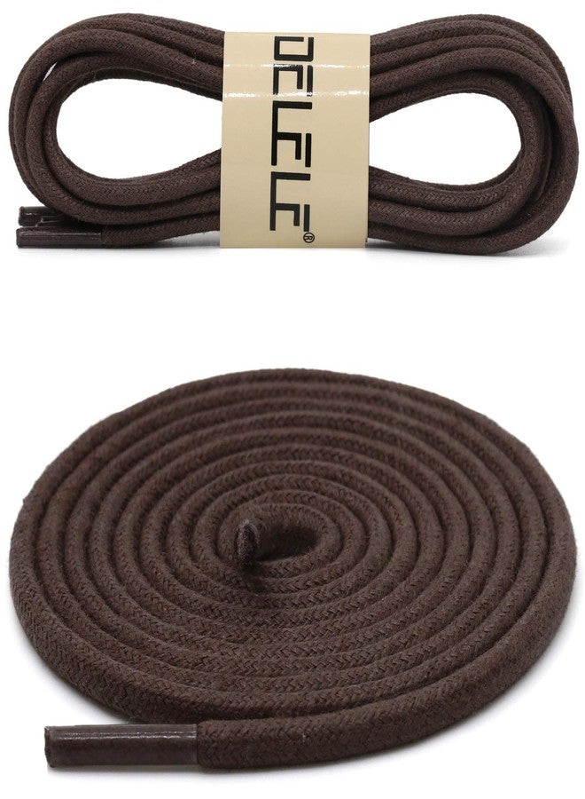 DELELE Round Cotton Waxed Shoelaces: 7/50 Inches Dress Shoe Laces for Boot 2 Pair, 04 Dark Brown, 47 inch (120CM) - Image 2