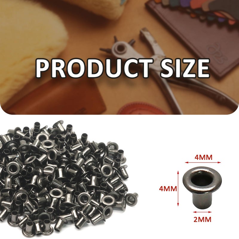 Litoexpe 2Mm Tiny Grommets Eyelets 200 Pcs  Self Backing Eyelets For Bead Cores  Clothes  Leather  Canvas (Gunmetal) - Image 2