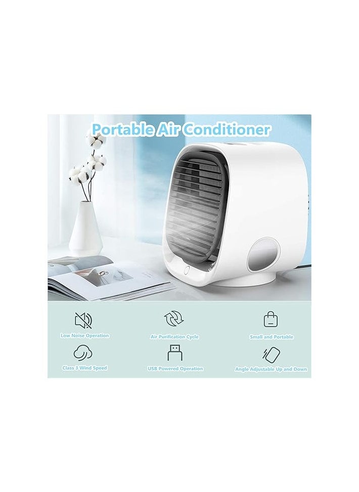 Generic - Portable Air Conditioner,USB Powered Air Cooler Fan,300 ML Mini Air Conditioner with 3 Speed Modes Desk Fan with 7 Colors LED Light,with Air Filter for Home, Bedroom - Image 1