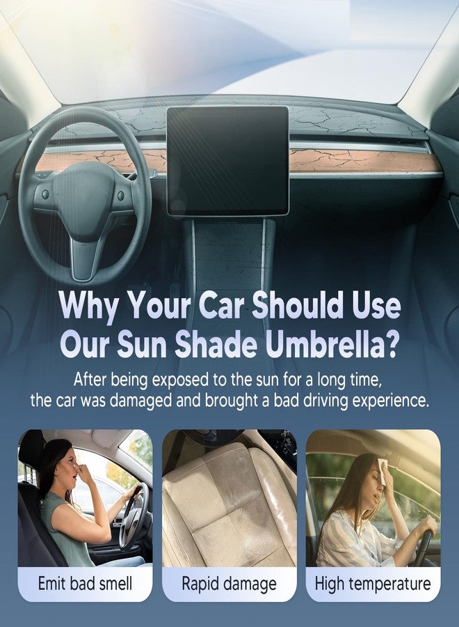 Autorder Windshield Sun Shade Umbrella for 2022 2023 2024 2025 Hyundai Tucson Accessories Foldable Umbrella Sunshade for Car Windshield Front Window UV Rays Block Sun Protection - Image 3
