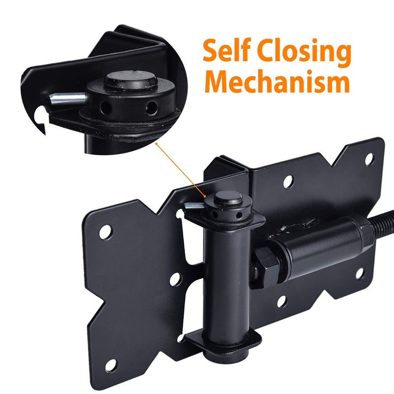 SANKINS Self Closing Gate Hardware Hinges Heavy Duty for Wooden/Vinyl/PVC Fences,90 Degree Adjustable, with Installation Screws and Swing Adjuster Tool,2 Pack/Set,Black - Image 3