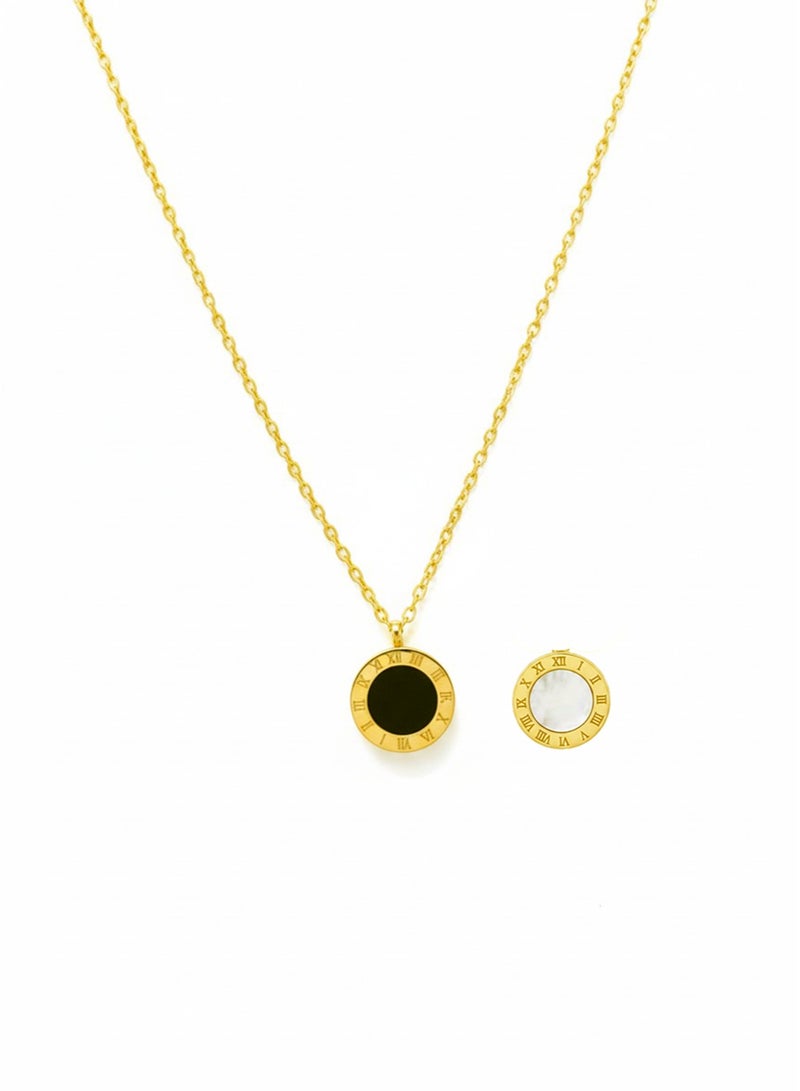 جوليا ستور قلادة أنيقة وفاخرة مطلية بالذهب عيار 18 قيراطًا، مصنوعة من الفولاذ المقاوم للصدأ، بتصميم رومانسي رقيق وعصري، مزينة بأرقام رومانية عتيقة، هدية مثالية للنساء. - Image 1