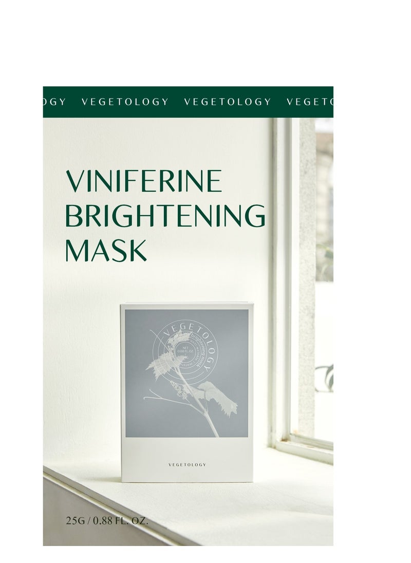 Vegetology - Viniferine Brightening Mask- Korean Skincare For Light & Brightening Skin, Help Improve Skin Radiance, Reduce Dullness and Promote More Even Skin Tone Naturally 0.88oz 25g X 10ea - Image 1