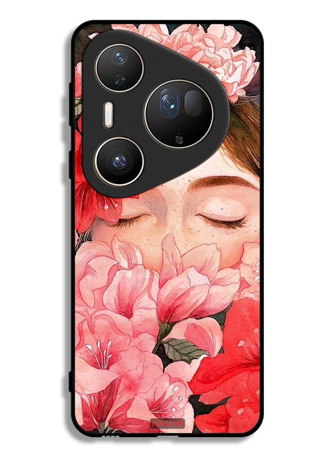 Tolwak Huawei Pura 80 Ultra Protective Case Cover Girl Face Hide In Flowers Art - Image 1