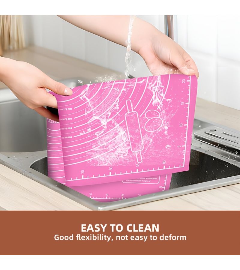 1pc Pink EVA Non Stick Dough Mat Anti Slip Easy To Clean Thickened Material For Kneading Dough Rolling Pastry Baking Pastries Holiday Baking Home Kitchen Durable Practical - Image 4
