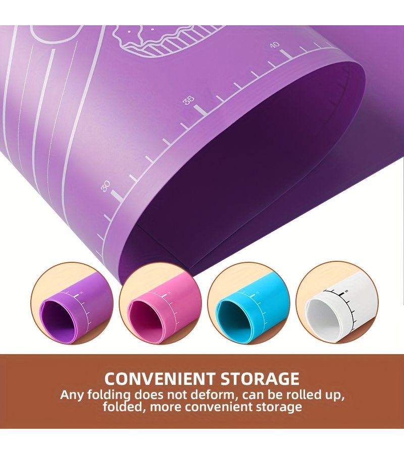 1pc Pink EVA Non Stick Dough Mat Anti Slip Easy To Clean Thickened Material For Kneading Dough Rolling Pastry Baking Pastries Holiday Baking Home Kitchen Durable Practical - Image 3