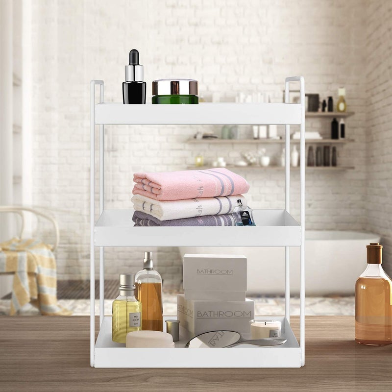 Go Hooked Go Hooked 3Tier Standing Rack for Kitchen Storage Iron Spice Rack Organizer 533 CM Height x 335 CM Width SpaceSaving Shelf for Countertop Pantry Bathroom Office Durable White Iron Finish  - Image 5