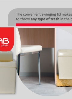 GAB Plastic GAB Plastic, Waste Bin With Swinging Lid, 6 Liters, Set of 2, Plastic Trash Can, for Home, Office and Garden, Recycled Plastic, Sturdy and Durable.  - Image 3