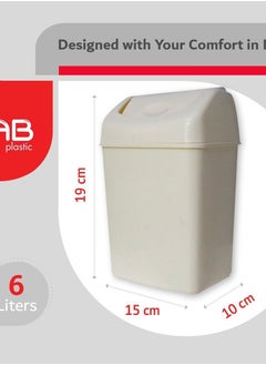 GAB Plastic GAB Plastic, Waste Bin With Swinging Lid, 6 Liters, Set of 2, Plastic Trash Can, for Home, Office and Garden, Recycled Plastic, Sturdy and Durable.  - Image 5