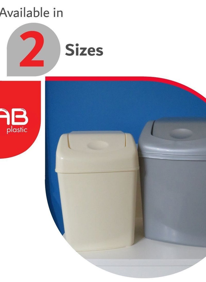 GAB Plastic - GAB Plastic, Waste Bin With Swinging Lid, 6 Liters, Set of 2, Plastic Trash Can, for Home, Office and Garden, Recycled Plastic, Sturdy and Durable. - Image 1
