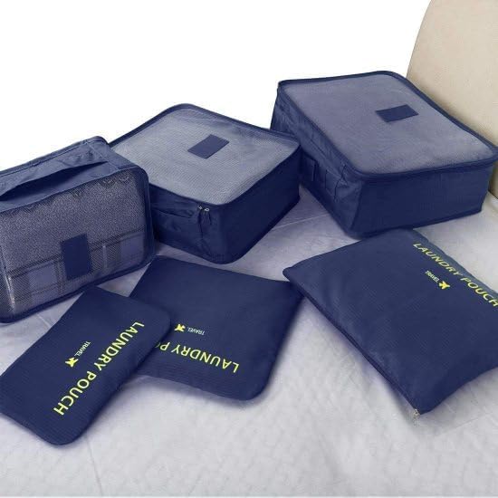 DRUDRAYA Laundry Pouch Storage Bags 6 in 1 Polyester Secret Pouch Travel Bag Packing Cubes Laundry Bag with Undergarments Cloth Storage Organizer Travelling SetSuitcase Bag x Set of 6 - Image 4