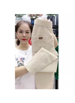 Generic Thickened Corduroy Harem Pants Women High Waist Slim Fit Straight Leg Casual Long Trousers Autumn Winter New Arrival Apricot [regular style] 