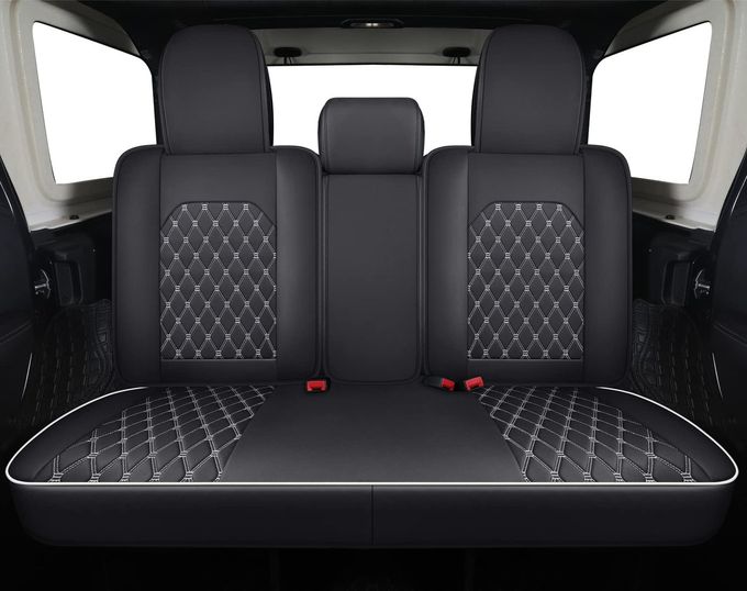 Aierxuan Jeep Wrangler Jk Jl 4-Door Seat Covers Full Set Custom Fit 2007-2024 Unlimited X Rubicon 392 Sahara Willys Sport High Altitude 4X4 Truck Pickup Waterproof Leather (Full Set/Black-W) - Image 3
