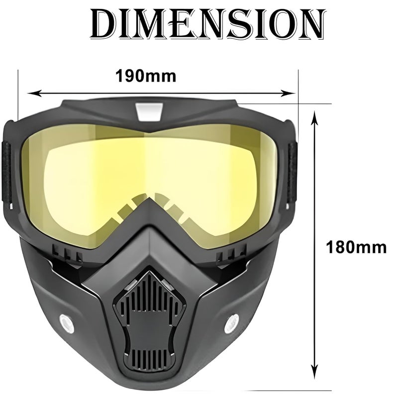 Asryd Motorcycle Goggles Yellow Bike Goggles Motocross Goggles Windproof ATV Sunglasses Dustproof Racing GogglesScratch Resistant (Yellow) - Image 4