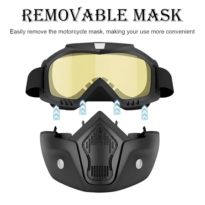 Asryd Motorcycle Goggles Yellow Bike Goggles Motocross Goggles Windproof ATV Sunglasses Dustproof Racing GogglesScratch Resistant (Yellow) - Image 2