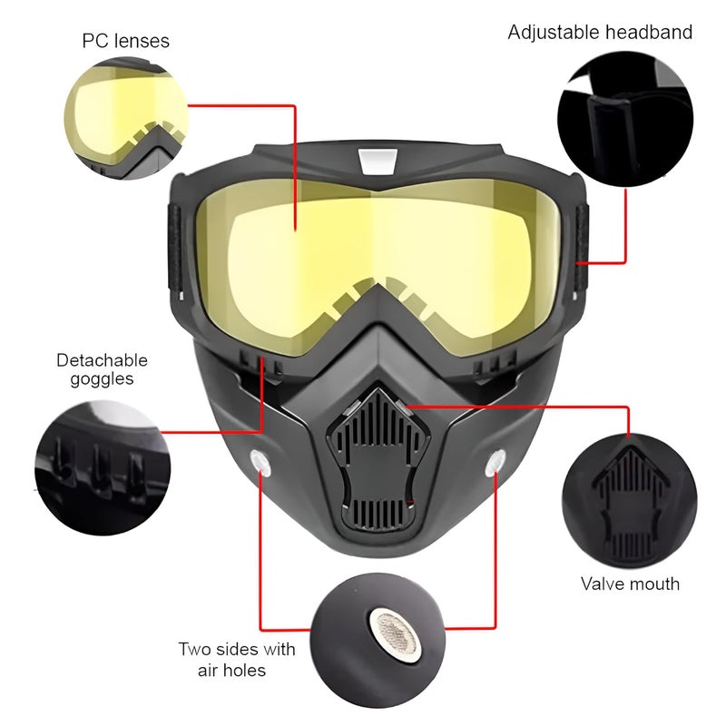 Asryd Motorcycle Goggles Yellow Bike Goggles Motocross Goggles Windproof ATV Sunglasses Dustproof Racing GogglesScratch Resistant (Yellow) - Image 3