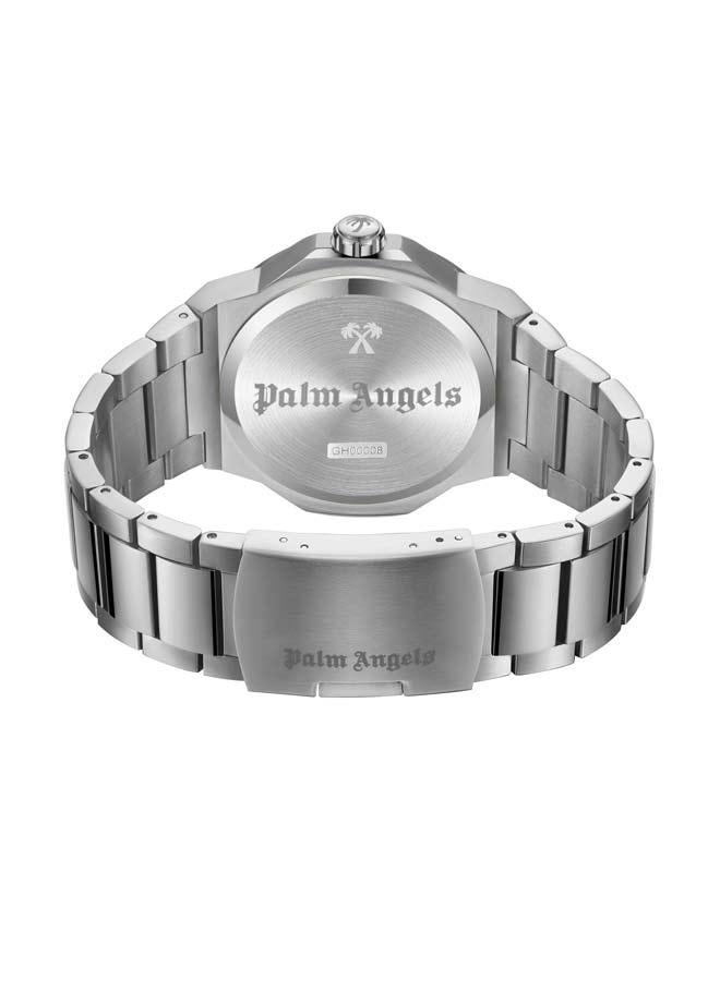 Palm Angels Stratos Black Dial Silver Stainless Steel Bracelet Analog Watch for Men, 44mm - Image 3