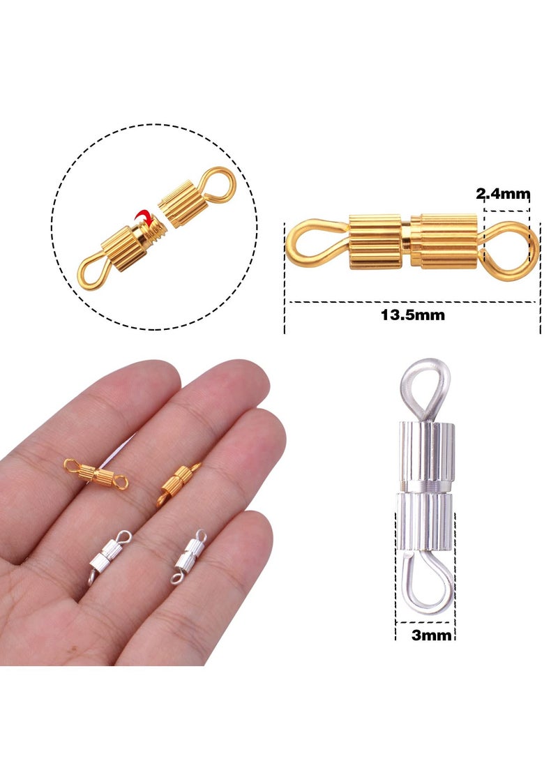 SYOSI 100 Sets Barrel Screw Clasps Brass Screw Twist Clasps Fastener, End Tip Caps Jewelry Clasps Connectors, Bracelets Connector Fastener for DIY Necklace Bracelet Jewelry Making (13.5 mm x 3 mm) - Image 5