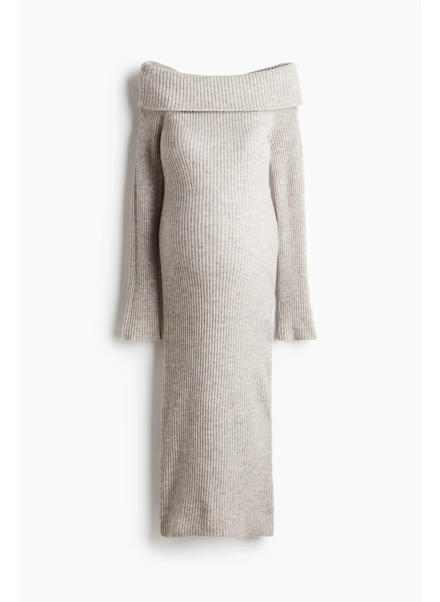 H&M Mama Rib-Knit Off-The-Shoulder Dress