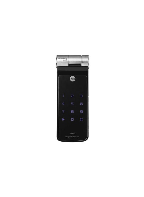 Yale YDR 414 Smart Rim Lock with Biometric Pin Mechanical Key Access Color BlackFree Installation