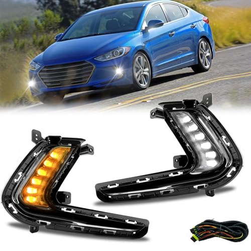 LEVANLIGHT LED Fog Lights with DRL Compatible With 2017-2018 Hyundai Elantra | Driving Fog Lamps Assembly with Turn Signal Lights & Wiring Harness |92207-F2100 92208-F2100 - Image 1