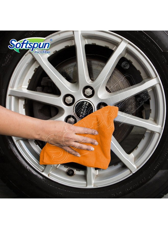 SOFTSPUN Microfiber Cloth - 5 pcs - 40x60 cms - 340 GSM Orange Thick Lint & Streak-Free Multipurpose Cloths Automotive Microfiber Towels for Car Bike Cleaning Polishing Washing & Detailing. - Image 4