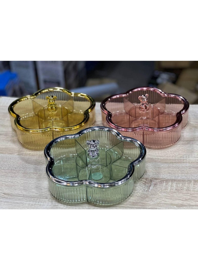 طبق تسالي مقسم بتصميم دبدوب عصري - 5 أقسام لتقديم المكسرات والحلويات والضيافة - خامة مستوردة متينة ومقاومة للكسر ومثالية للسهرات العائلية (l) - Image 2