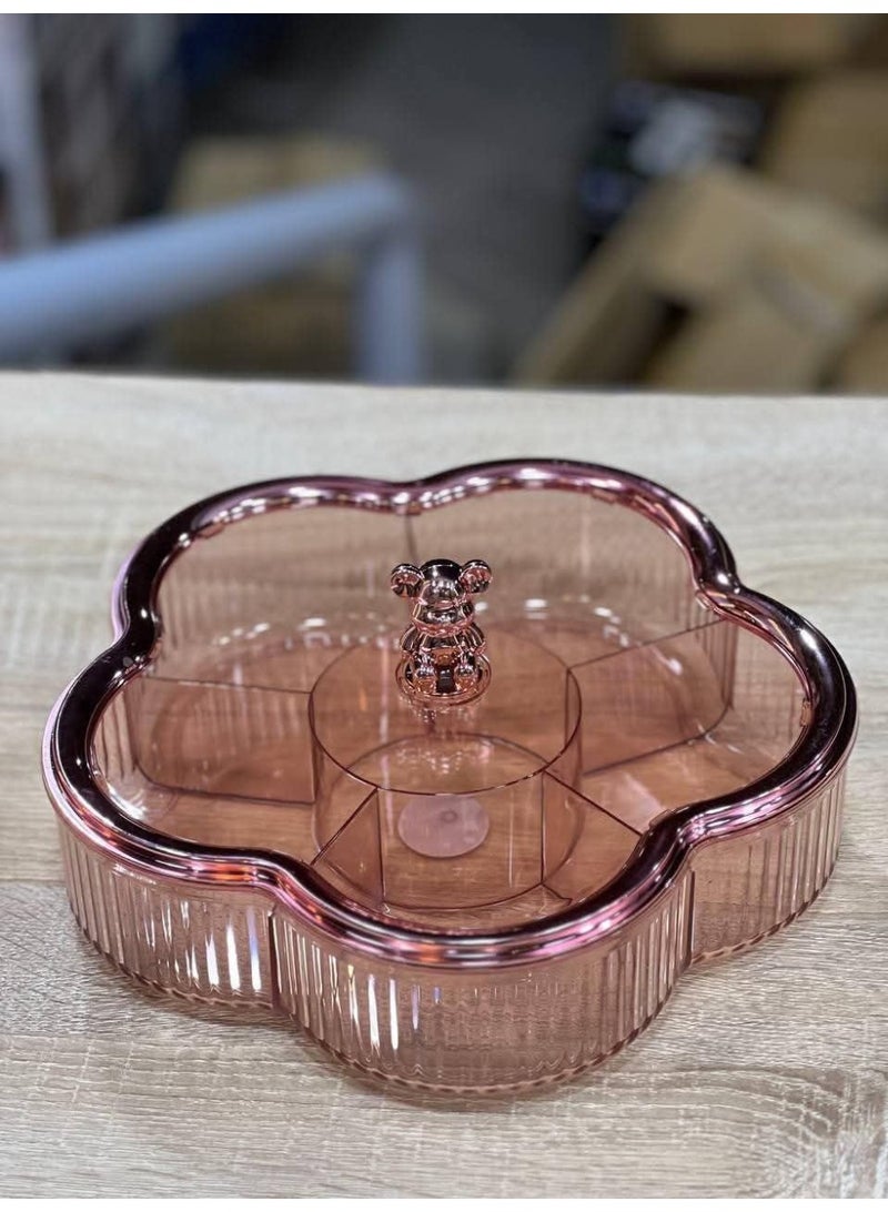 طبق تسالي مقسم بتصميم دبدوب عصري - 5 أقسام لتقديم المكسرات والحلويات والضيافة - خامة مستوردة متينة ومقاومة للكسر ومثالية للسهرات العائلية (l) - Image 5