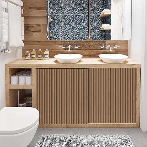 weiseni Wooden Slat Peel and Stick Wallpaper 11.8"x118"Self-Adhesive Contact Paper with 3D Effect Removable Wood Wallpaper - Image 4