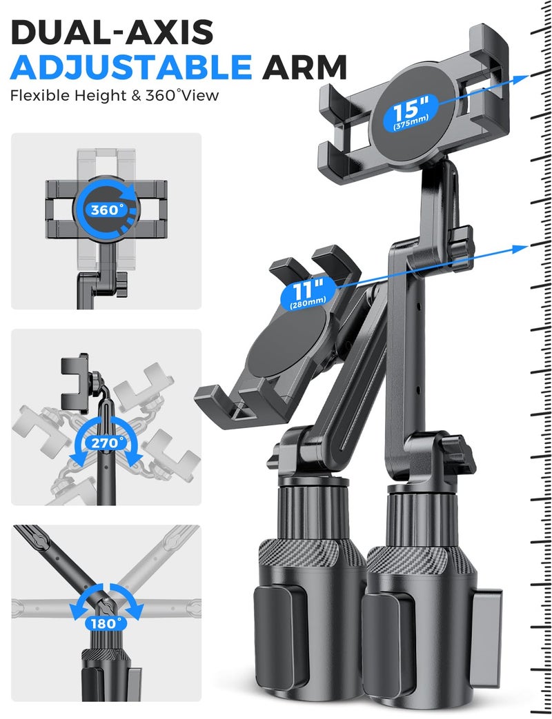eSamcore Cup Holder Tablet Mount for Truck, Car Tablet Holder with Adjustable 15" Height 360Â° Rotation Stand, 0.9" Depth Clamp Fit for iPad Air/Pro/Mini 4.7"-12.9" Foldable Phone iPhone - Image 5