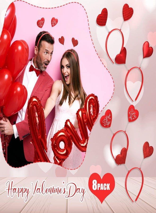 يويول مجموعة Youyole المكونة من 8 قطع من عصابات الرأس النسائية على شكل قلب، عصابة رأس كيوبيد حمراء، طوق شعر أحمر لعيد الحب، مناسبة لحفلات أعياد الميلاد، إكسسوارات شعر نسائية - Image 2