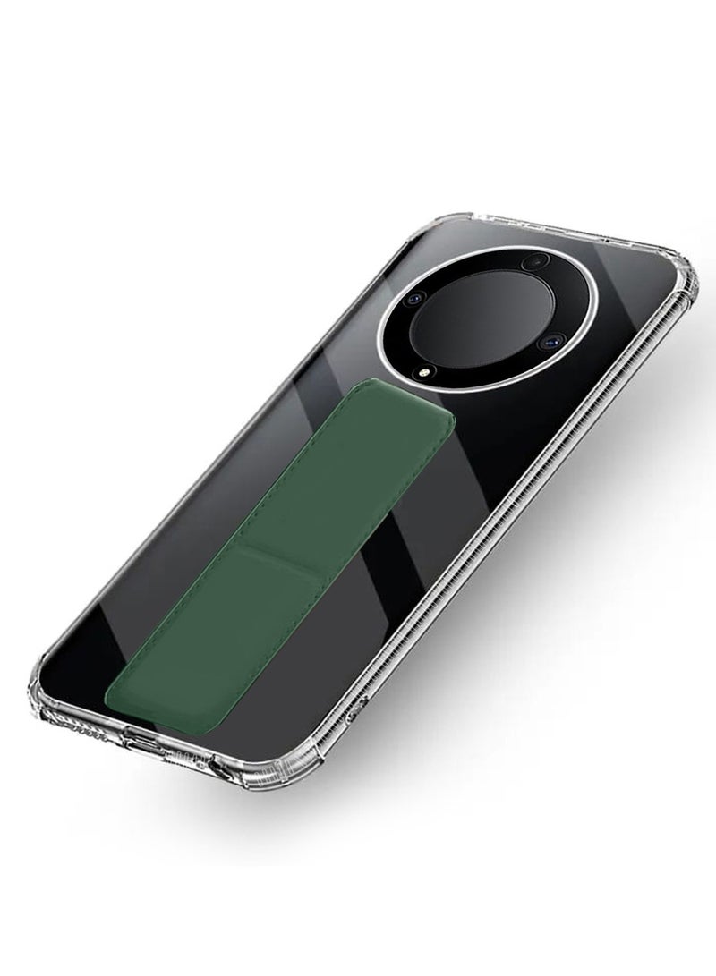 Techie Clear Shockproof Airbag Magnetic Secure Hand Grip Cover Case with Foldable Kickstand for Honor X9b – Dark Green - Image 5