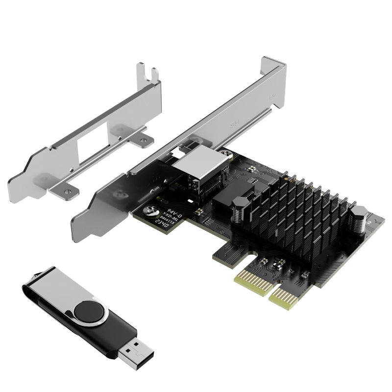 WAVLINK 5Gb PCIe Network Card, PCIe to 5 Gigabit Ethernet Adapter with Low Profile Bracket & Metal Shielding, RJ45 PCIe NIC for PC Desktop for Windows 11/10 & Linux - Image 1