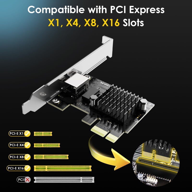 WAVLINK 5Gb PCIe Network Card, PCIe to 5 Gigabit Ethernet Adapter with Low Profile Bracket & Metal Shielding, RJ45 PCIe NIC for PC Desktop for Windows 11/10 & Linux - Image 4